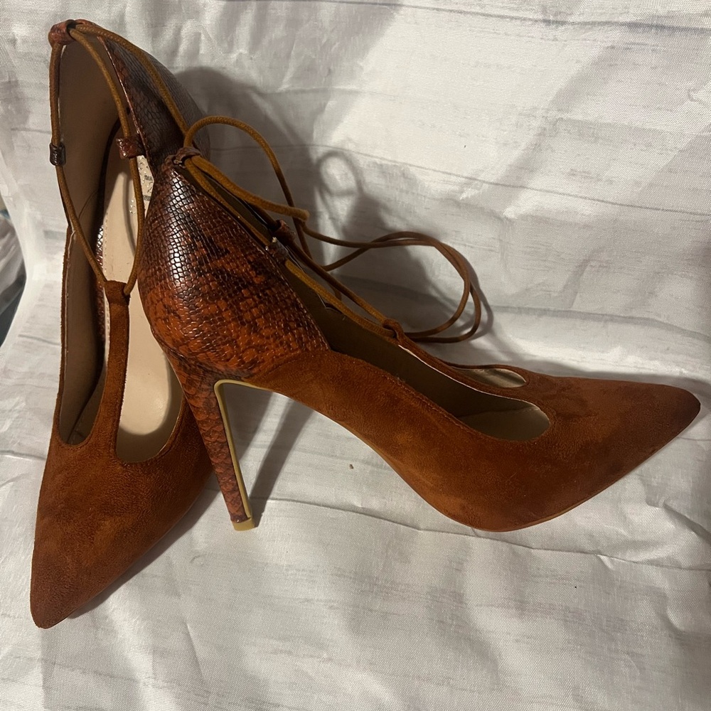 Chic Brown Lace-Up Heels